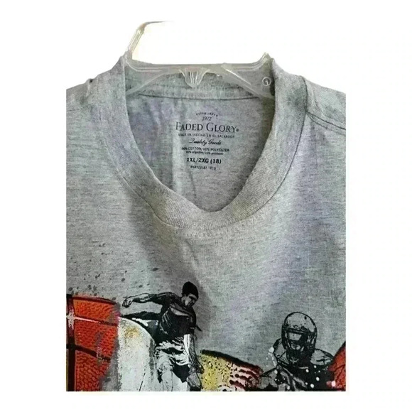 Faded Glory Boys 2XL 18 Graphic Tank Top Gray Red Game on 24/7 NWT - Picture 2 of 6